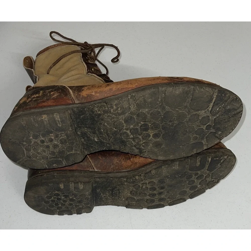 Filson Upland Boots Mens 14 D Brown Leather Canvas Vibram Gumlite Hunting 84574